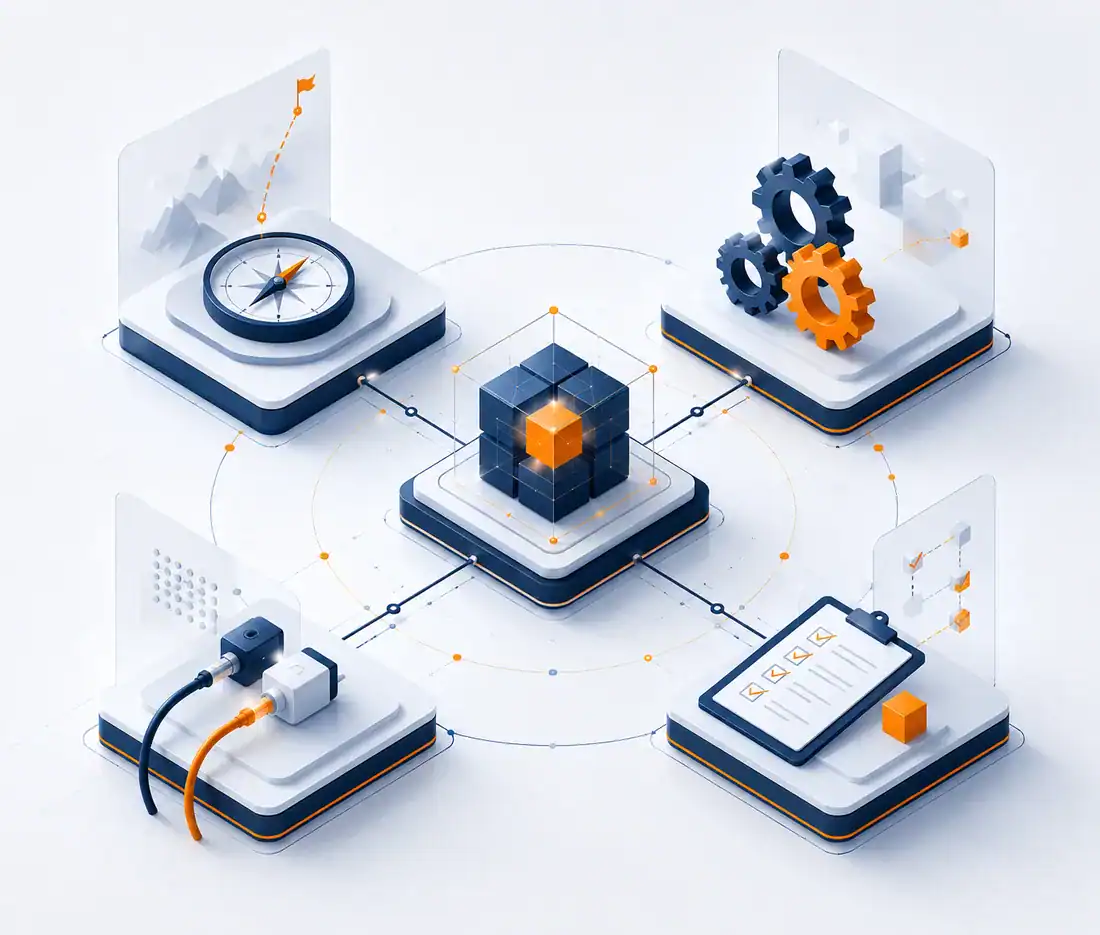 Illustration: an asset manager's systems connected together